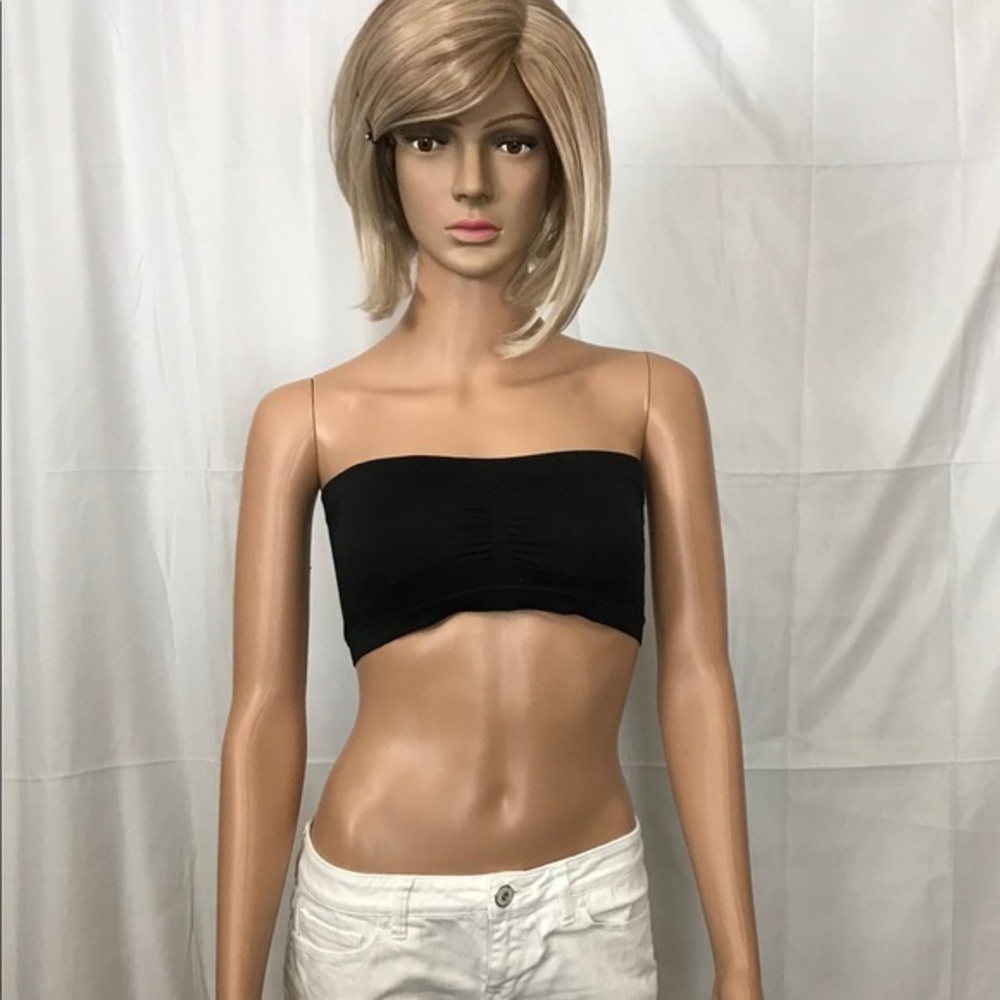 Black Padded Bandeau Bra with Removable Pads Sz M